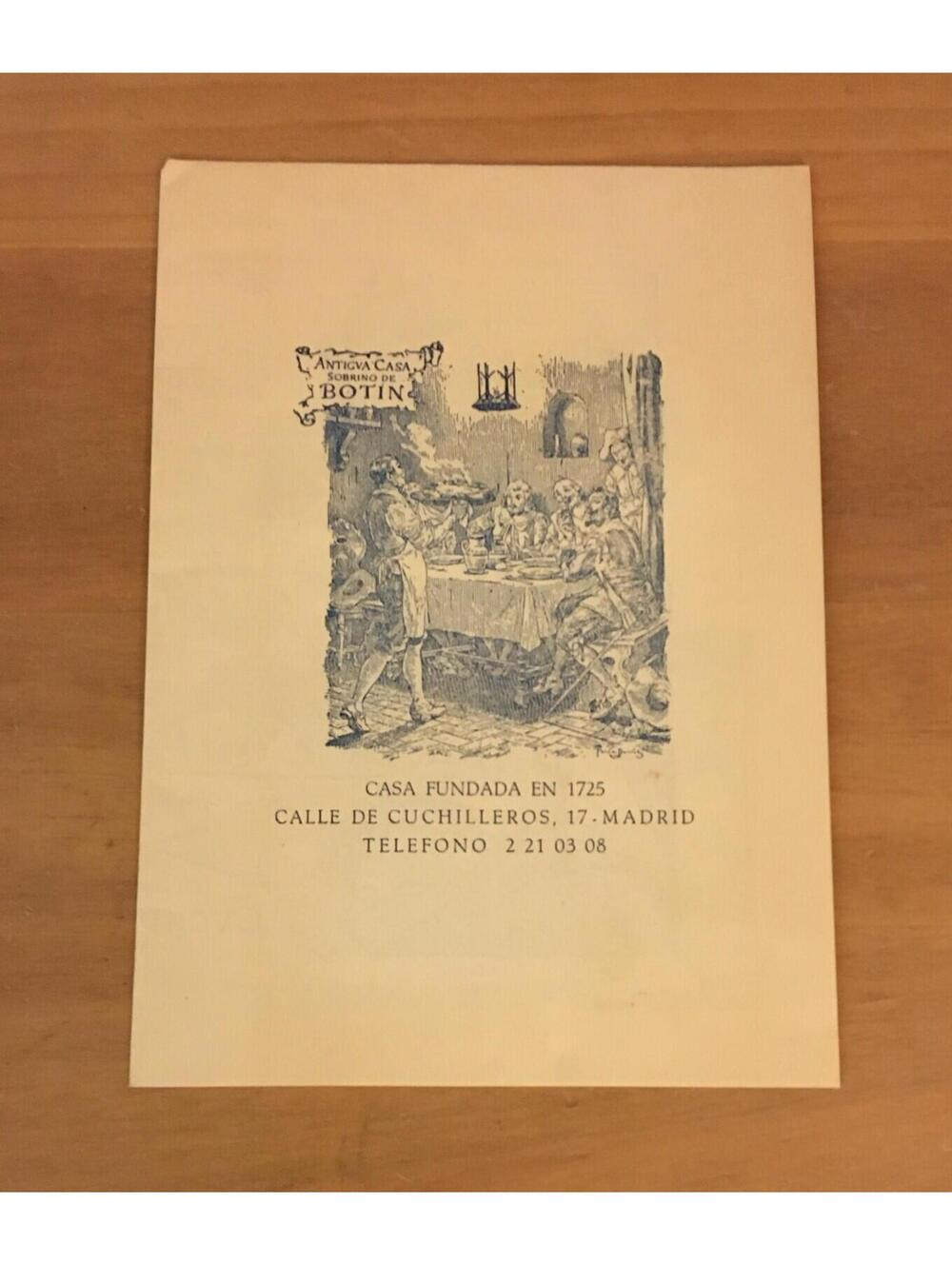 Casa Fundada Menu En 1725 Calle De Cuchilleros Madrid Spain Vintage